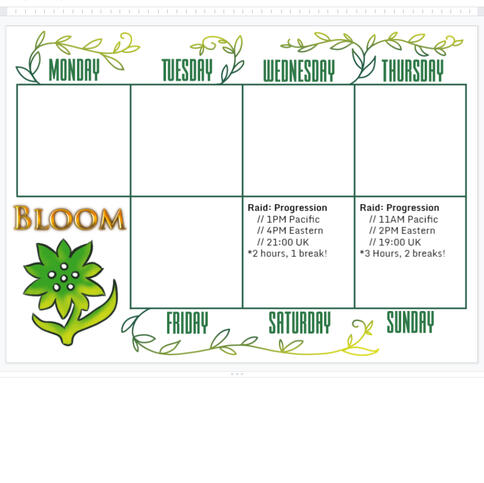 example of mmorpg raid group planning calendar