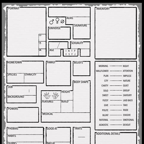 example of character sheet